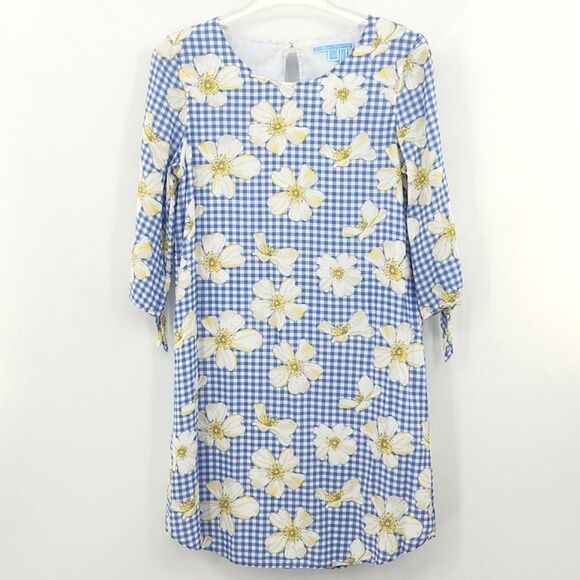 Draper James SCAD Cherokee Rose Gingham Shift Dress Size 8 Floral Preppy Summer - Picture 1 of 10